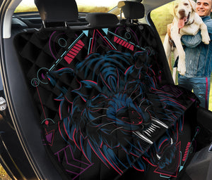 Dark Geometric Wolf Print Pet Car Back Seat Cover