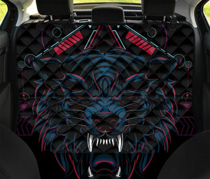 Dark Geometric Wolf Print Pet Car Back Seat Cover