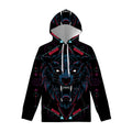 Dark Geometric Wolf Print Pullover Hoodie
