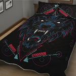 Dark Geometric Wolf Print Quilt Bed Set