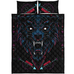 Dark Geometric Wolf Print Quilt Bed Set