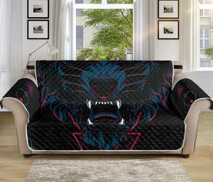 Dark Geometric Wolf Print Sofa Protector