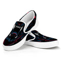 Dark Geometric Wolf Print White Slip On Sneakers