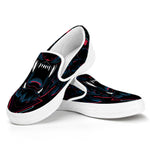 Dark Geometric Wolf Print White Slip On Shoes