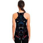 Dark Geometric Wolf Print Women's Racerback Tank Top