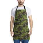 Dark Green And Black Camouflage Print Apron