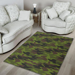 Dark Green And Black Camouflage Print Area Rug GearFrost