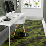 Dark Green And Black Camouflage Print Area Rug GearFrost