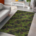 Dark Green And Black Camouflage Print Floor Mat