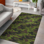 Dark Green And Black Camouflage Print Area Rug GearFrost