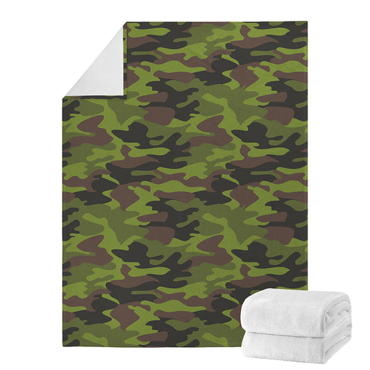 Dark Green And Black Camouflage Print Blanket