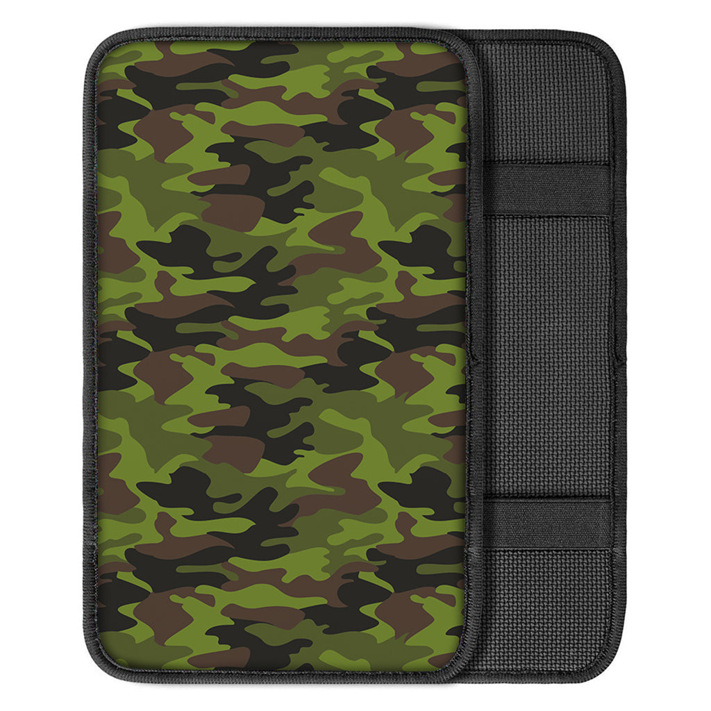 Dark Green And Black Camouflage Print Car Center Console Cover