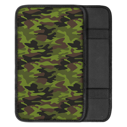 Dark Green And Black Camouflage Print Car Center Console Cover