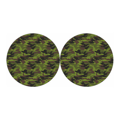 Dark Green And Black Camouflage Print Car Coasters