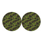 Dark Green And Black Camouflage Print Car Coasters