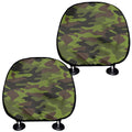Dark Green And Black Camouflage Print Car Headrest Covers