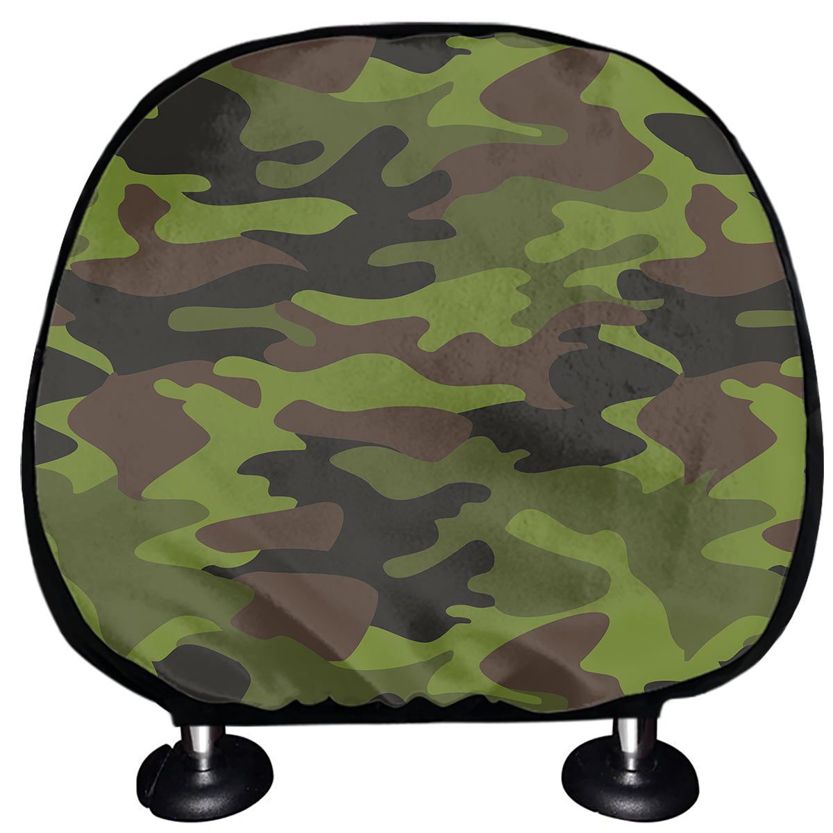 Dark Green And Black Camouflage Print Car Headrest Covers