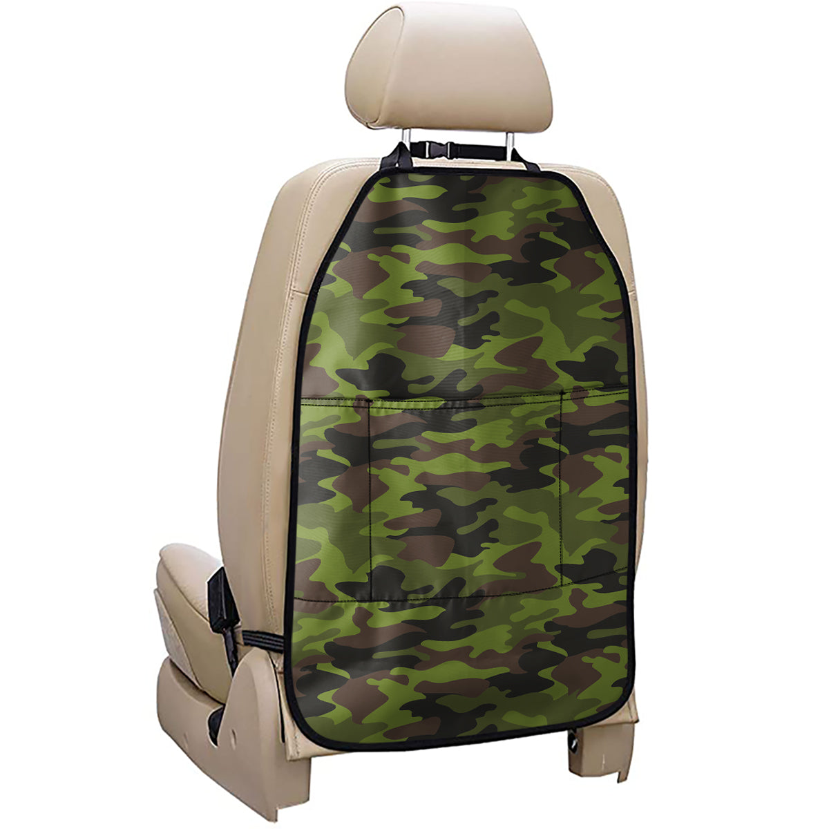 Dark Green And Black Camouflage Print Car Seat Organizers