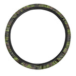 Dark Green And Black Camouflage Print Car Steering Wheel Cover