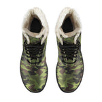 Dark Green And Black Camouflage Print Comfy Boots GearFrost