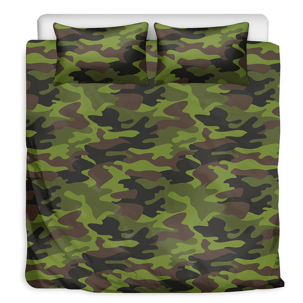 Dark Green And Black Camouflage Print Duvet Cover Bedding Set