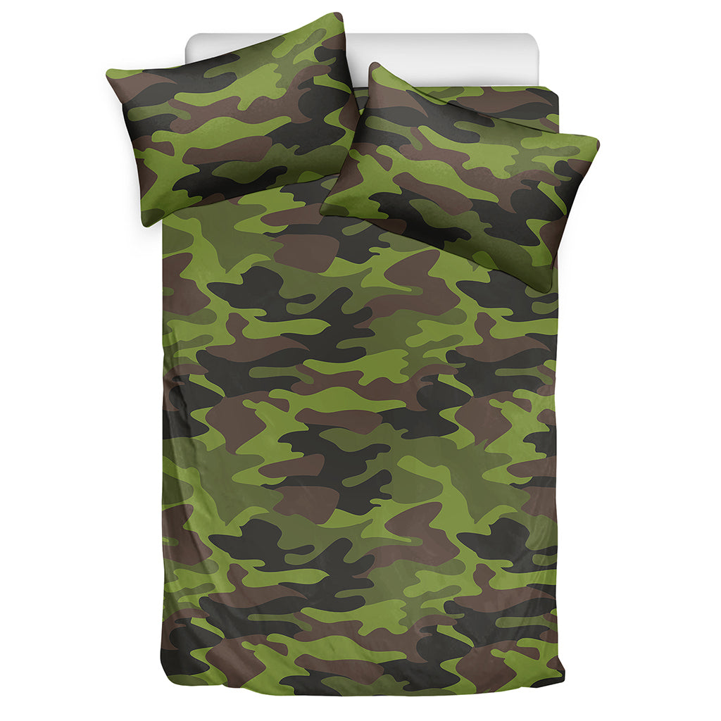 Dark Green And Black Camouflage Print Duvet Cover Bedding Set