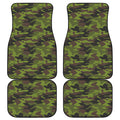 Dark Green And Black Camouflage Print Front and Back Car Floor Mats