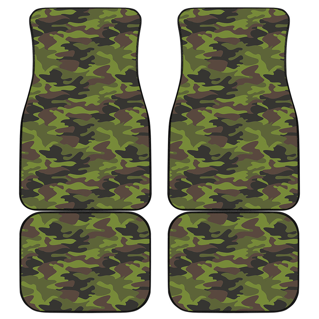 Dark Green And Black Camouflage Print Front and Back Car Floor Mats