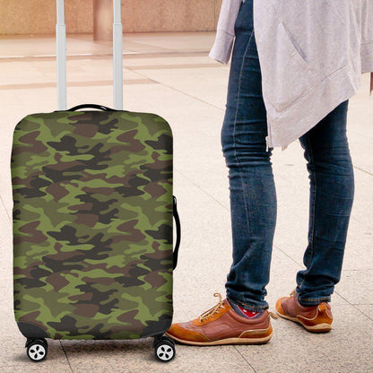 Dark Green And Black Camouflage Print Luggage Cover GearFrost