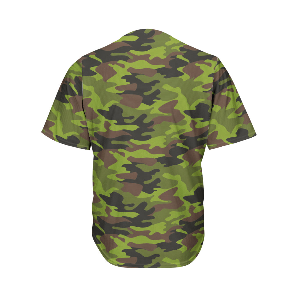 Dark Green And Black Camouflage Print Men's Baseball Jersey