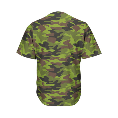 Dark Green And Black Camouflage Print Men's Baseball Jersey
