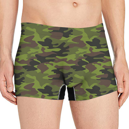 Dark Green And Black Camouflage Print Men's Boxer Briefs
