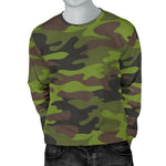 Dark Green And Black Camouflage Print Men's Crewneck Sweatshirt GearFrost