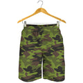 Dark Green And Black Camouflage Print Men's Shorts