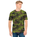 Dark Green And Black Camouflage Print Men's T-Shirt