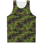 Dark Green And Black Camouflage Print Men's Tank Top