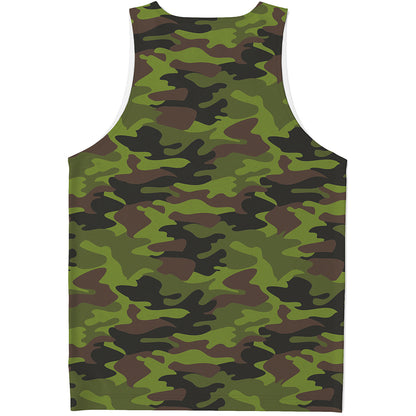 Dark Green And Black Camouflage Print Men's Tank Top