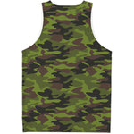 Dark Green And Black Camouflage Print Men's Tank Top