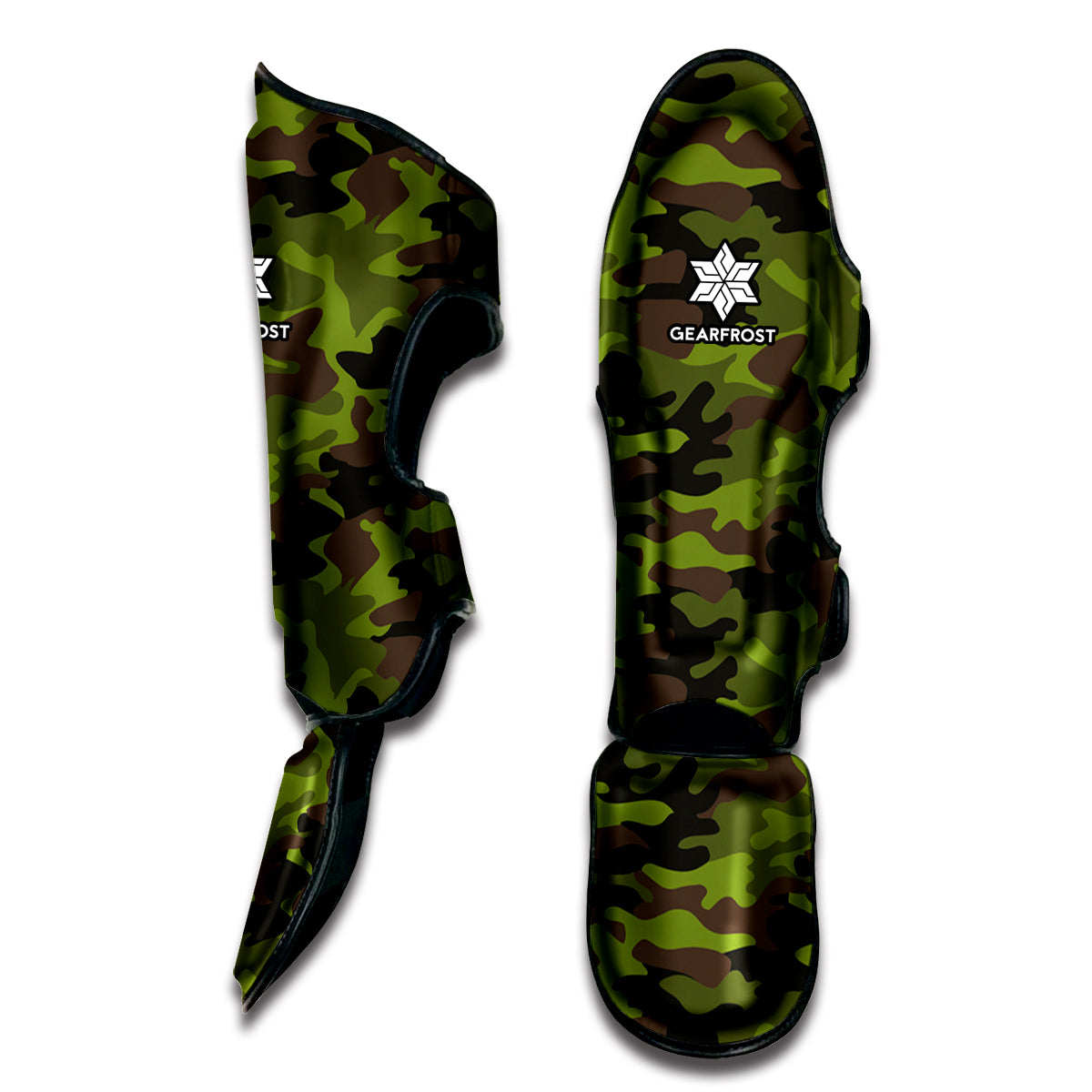 Dark Green And Black Camouflage Print Muay Thai Shin Guard
