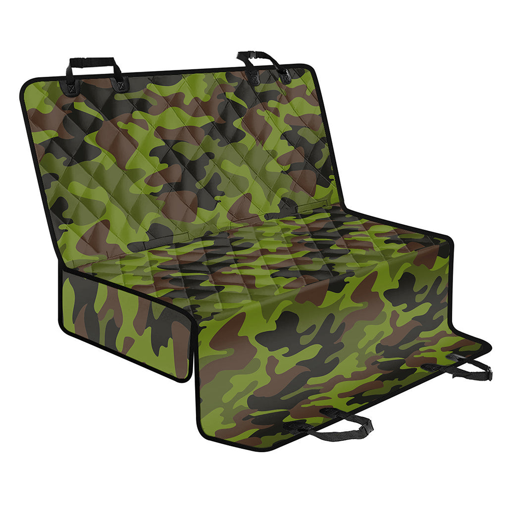 Dark Green And Black Camouflage Print Pet Car Back Seat Cover