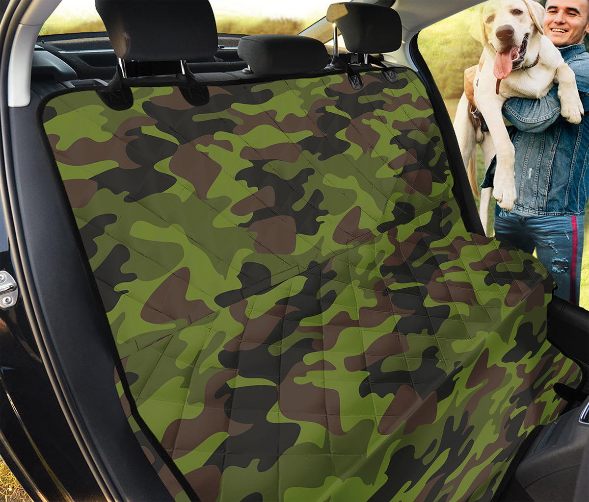 Dark Green And Black Camouflage Print Pet Car Back Seat Cover