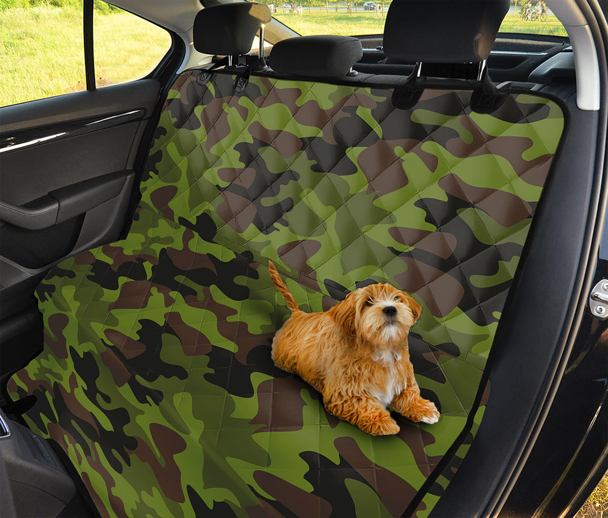 Dark Green And Black Camouflage Print Pet Car Back Seat Cover