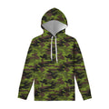 Dark Green And Black Camouflage Print Pullover Hoodie