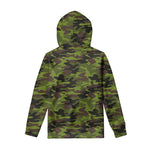 Dark Green And Black Camouflage Print Pullover Hoodie