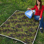 Dark Green And Black Camouflage Print Quilt