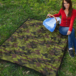 Dark Green And Black Camouflage Print Quilt