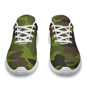 Dark Green And Black Camouflage Print Sport Shoes GearFrost