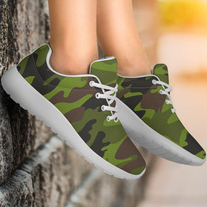 Dark Green And Black Camouflage Print Sport Shoes GearFrost