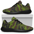 Dark Green And Black Camouflage Print Walking Shoes