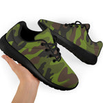 Dark Green And Black Camouflage Print Sport Shoes GearFrost